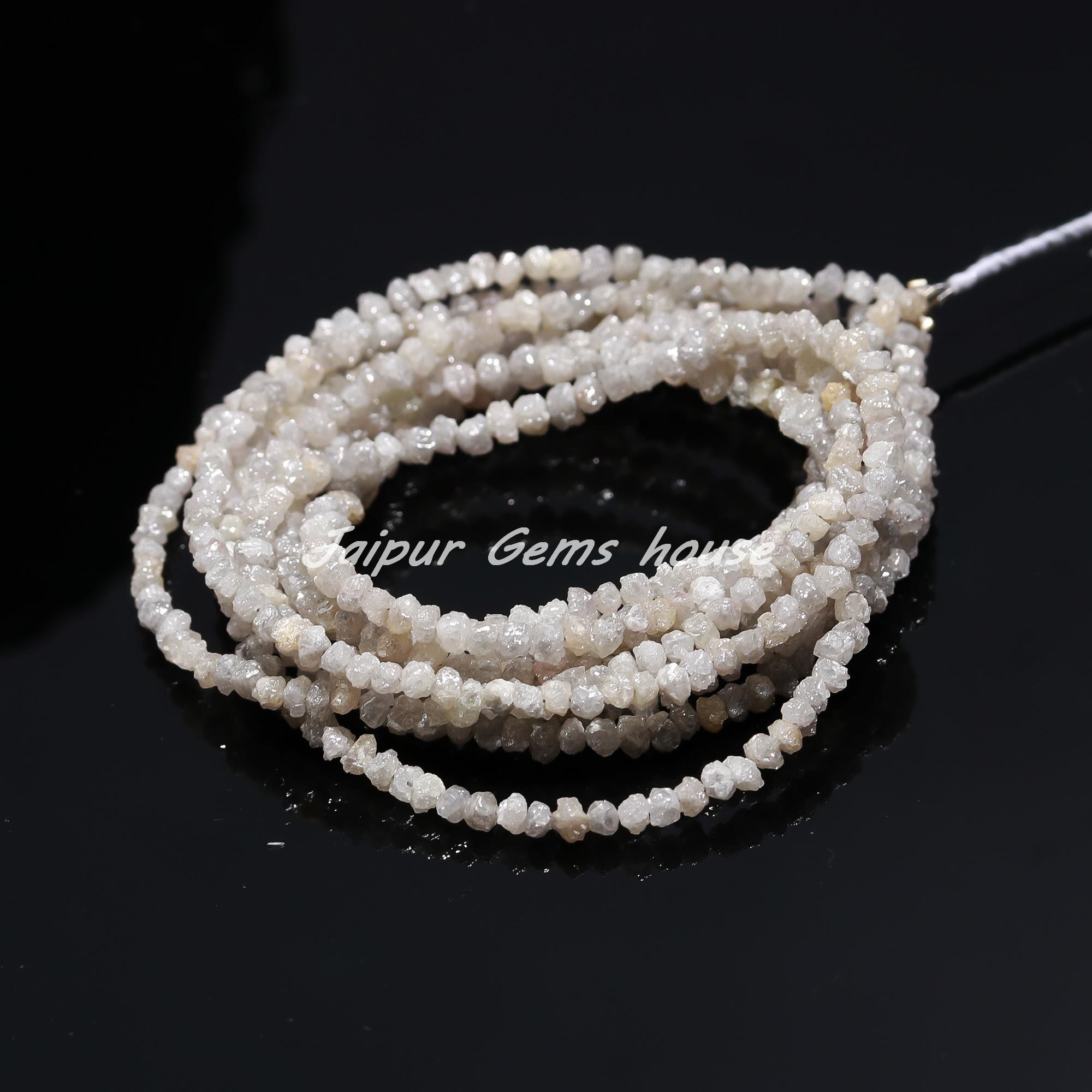 Best Quality Natural White Diamond Rough Beads Genuine Raw Diamond Beads Uncut Loose Beads 4 - 6 mm Strand White Diamond Jewelry