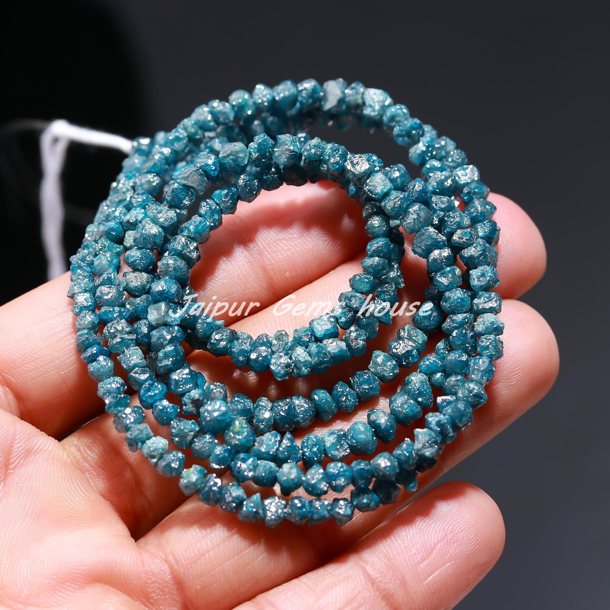 Trendy Genuine Blue Uncut Raw Diamond Beads Natural Blue Diamond Uncut Blue Diamond Loose Beads Strands Handmade Jewelry Beads