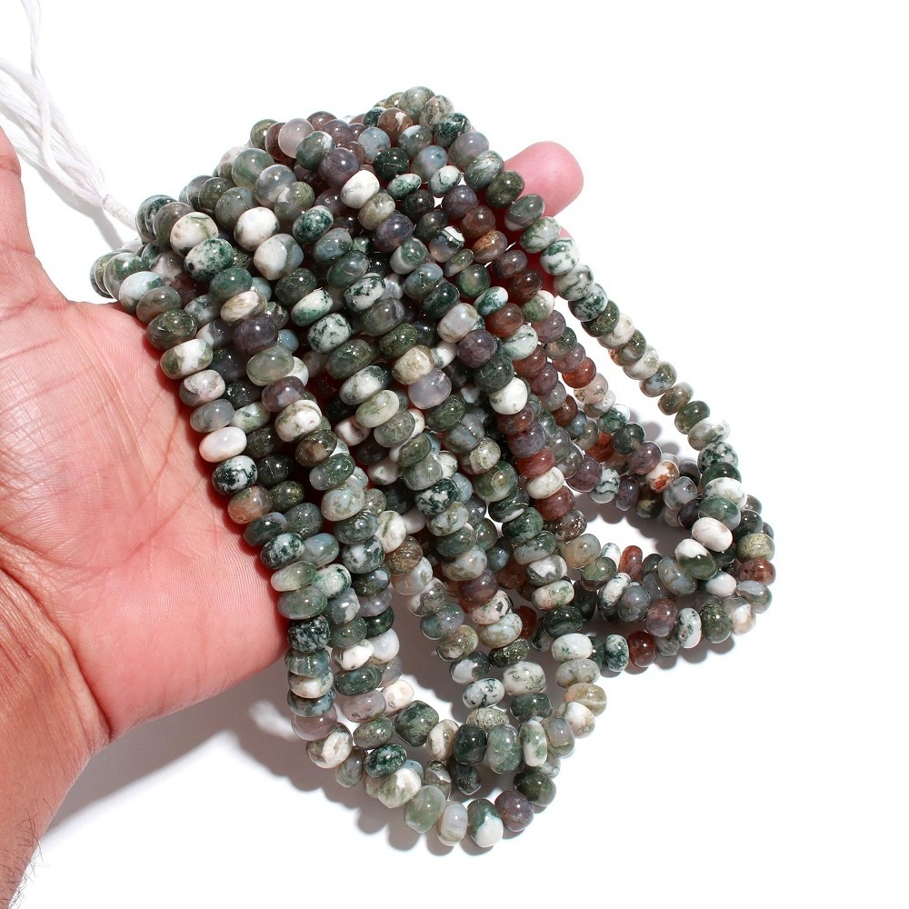 New trending Natural Green Moss Agate Beads For Jewelry and necklace making Fashionable beads Best Quality Wholesale beads