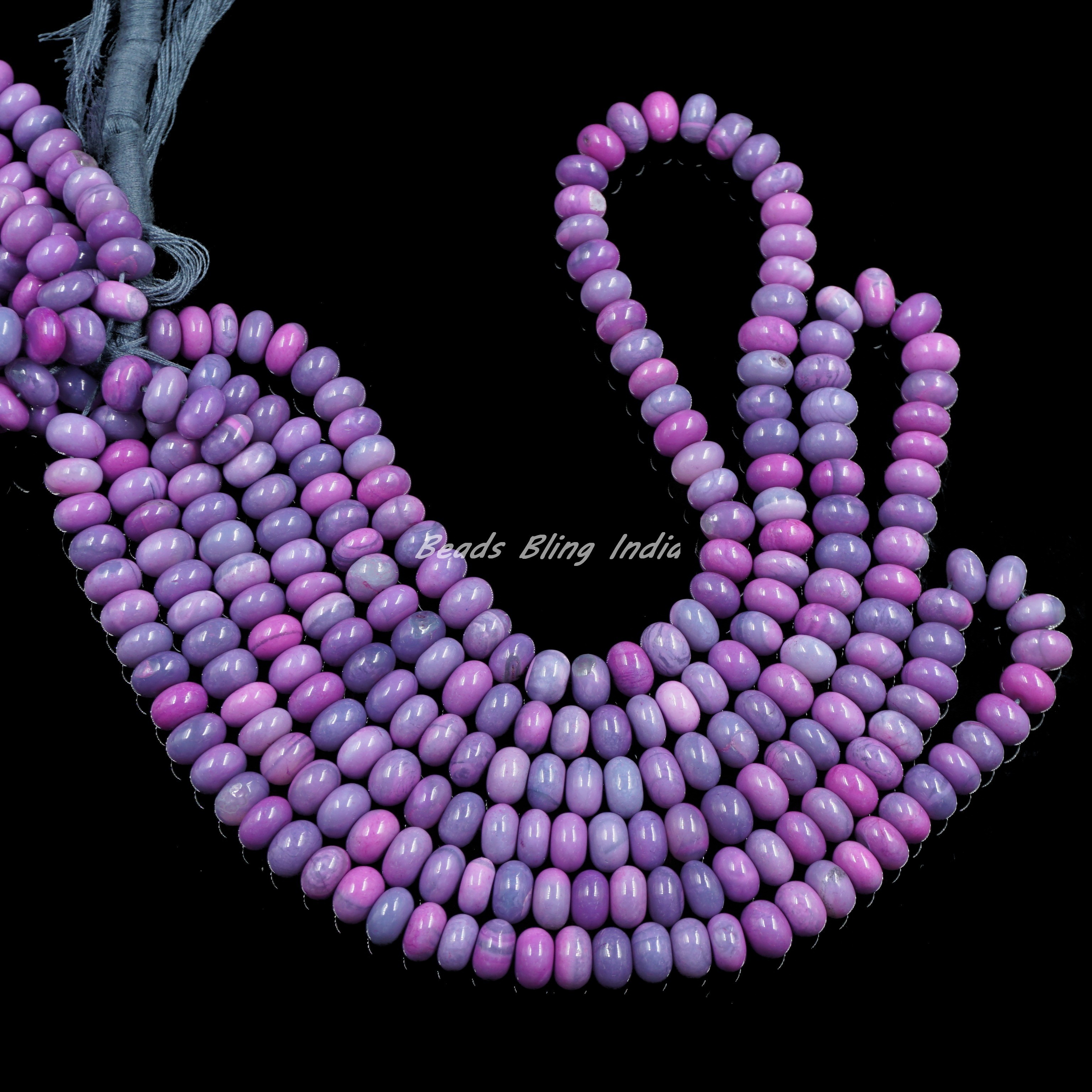 Beautiful Lavender Pink Opal Smooth Rondelle Shape Beads 16