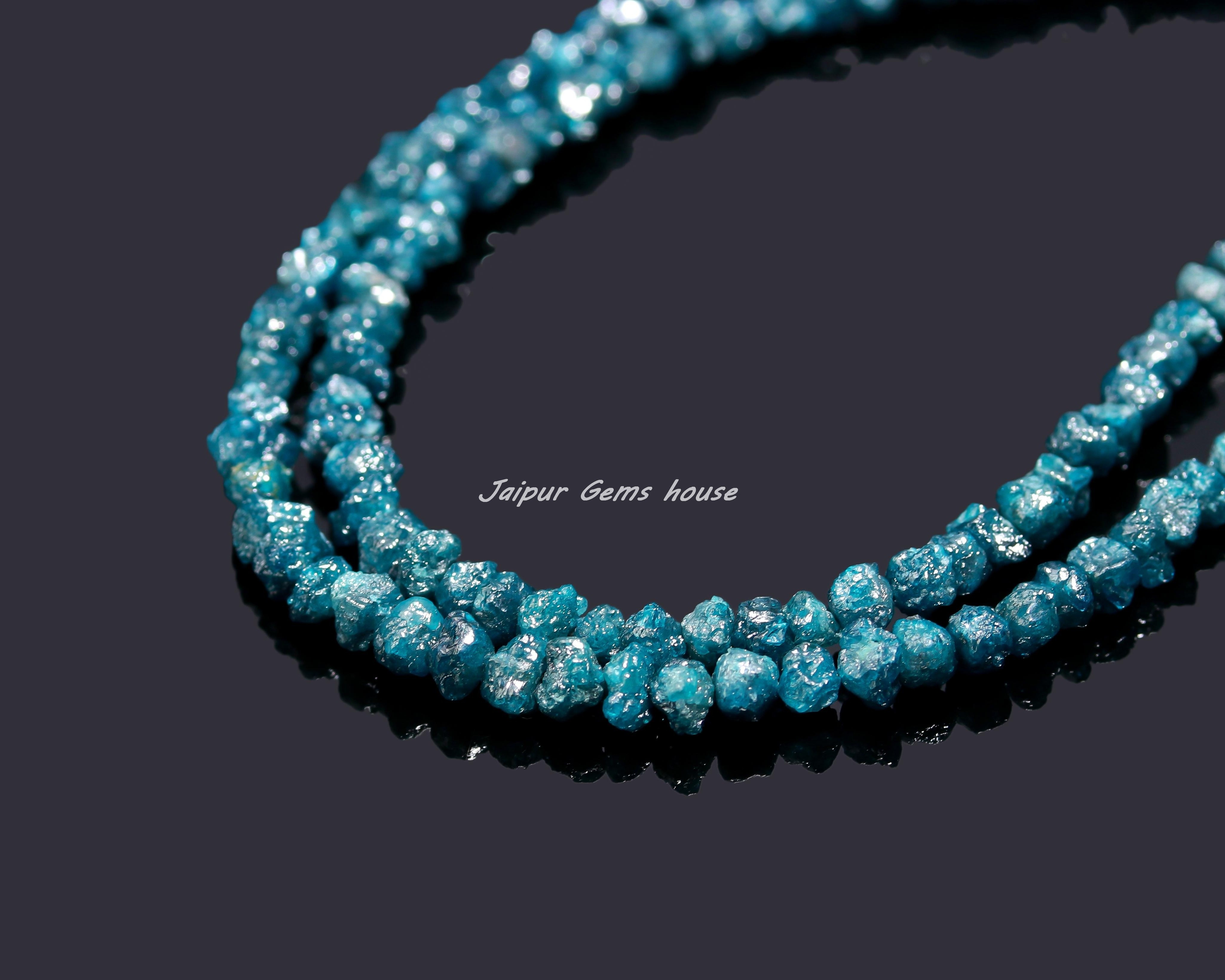 Trendy Genuine Blue Uncut Raw Diamond Beads Natural Blue Diamond Uncut Blue Diamond Loose Beads Strands Handmade Jewelry Beads