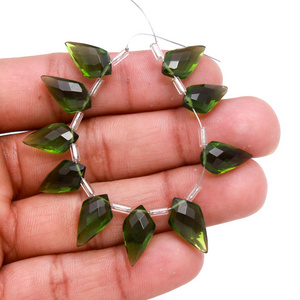 Trendy Peridot Hydro Quartz Kite Shape Briolette 5Matched Pairs Super Quality Green Peridot Hydro Beads for Jewelry Making Craft