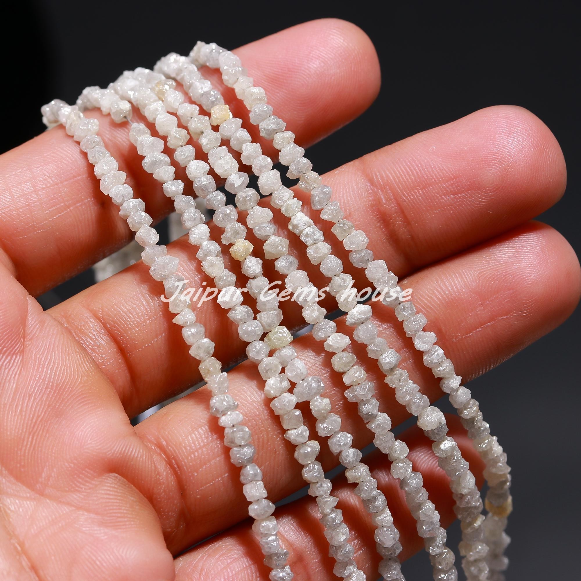 Best Quality Natural White Diamond Rough Beads Genuine Raw Diamond Beads Uncut Loose Beads 4 - 6 mm Strand White Diamond Jewelry