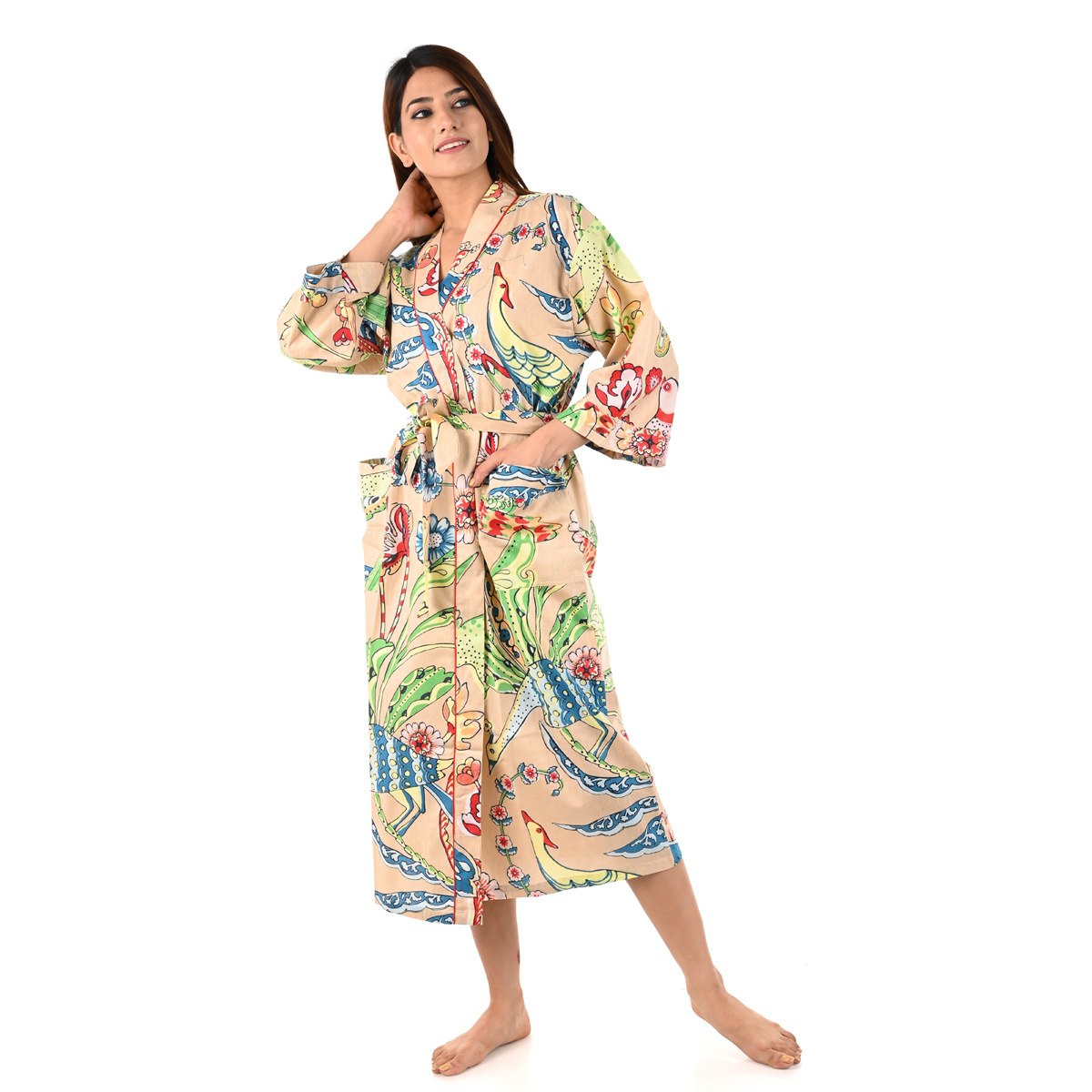 Wholesale Women Cotton Robes Floral Print Bathrobe Kimonos