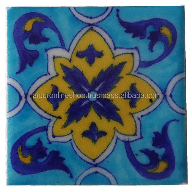 Handmade Jaipur Blue Pottery Tiles 4x4 inch