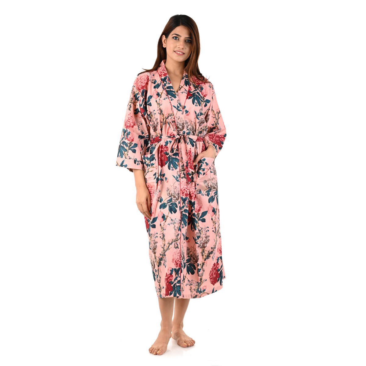 Wholesale Women Cotton Robes Floral Print Bathrobe Kimonos