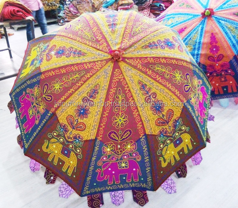 Vintage Luxury Casual Indian Handmade Embroidered Garden Umbrella