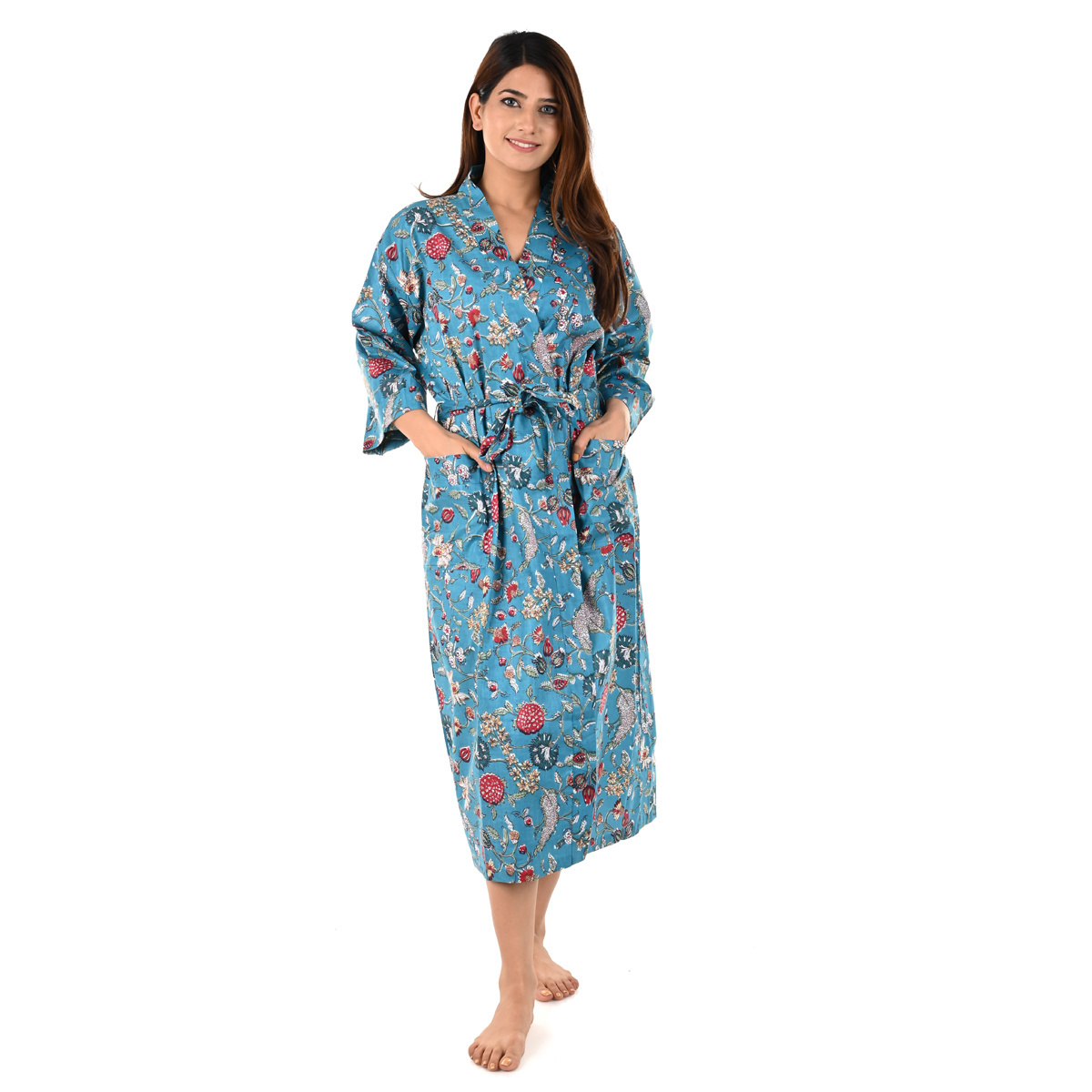 Wholesale Women Cotton Robes Floral Print Bathrobe Kimonos