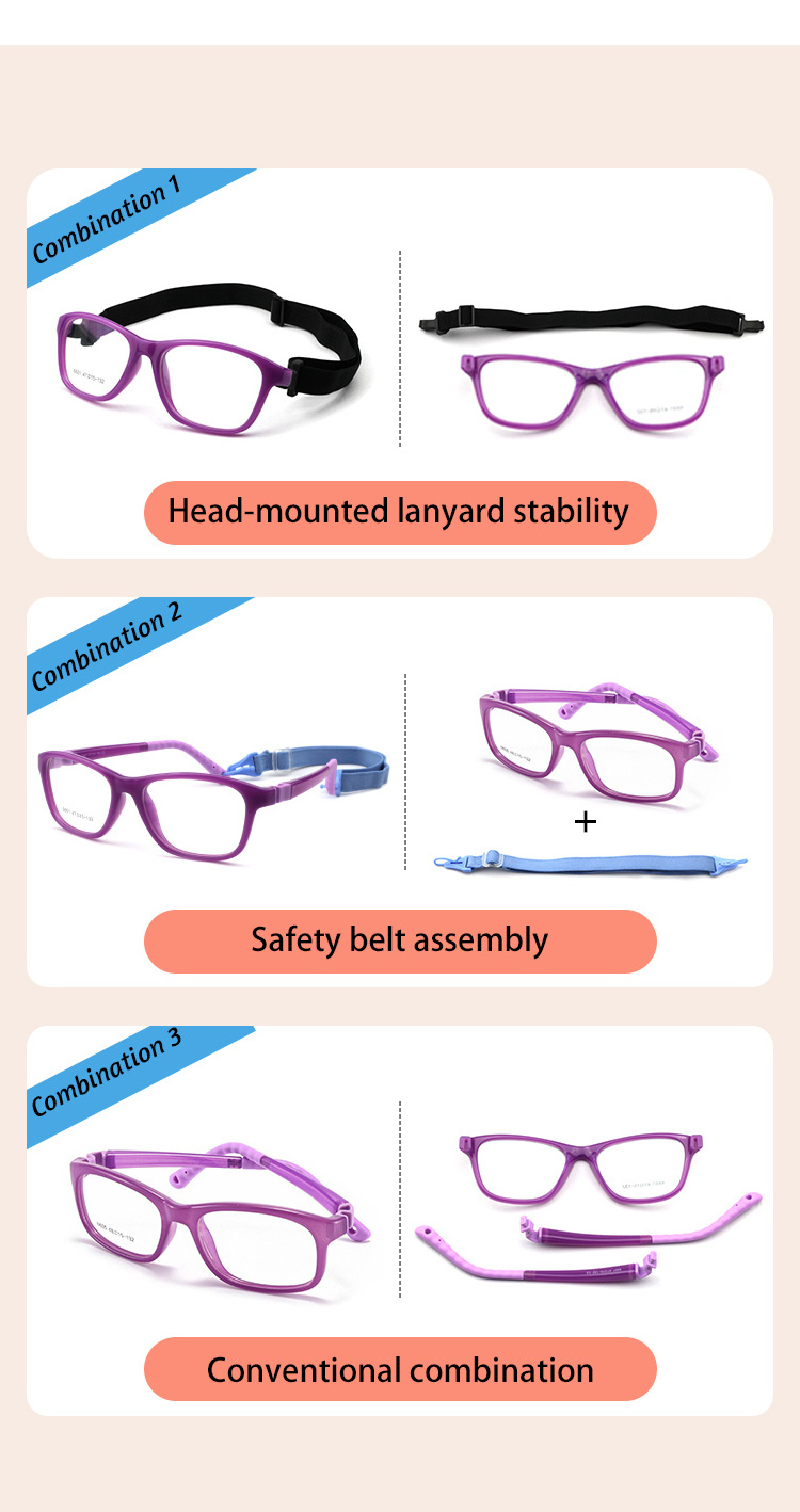 Silicone Tr90 Optical Frame Blue Pink Red Kids Hot Sale Glasses Child Fashion Glasses with Two Rope