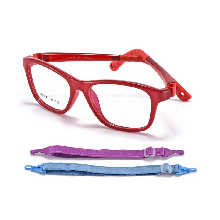 Silicone Tr90 Optical Frame Blue Pink Red Kids Hot Sale Glasses Child Fashion Glasses with Two Rope