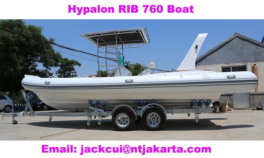 High Speed 760 cm China qingdao semi rigid PVC Hypalon inflatable pontoon boat for sale