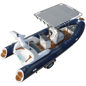 CE 580cm Fiberglass Rigid hull inflatable PVC Hypalon material pontoon fishing boat for sale