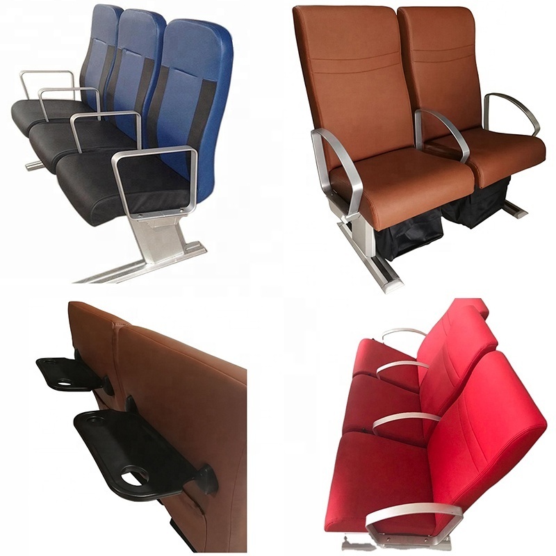 2022 New Design Adjustable Fixed Leather PU Fabric seat Professional Marine ferry ship boat luxury Aluminum Passenger Seat