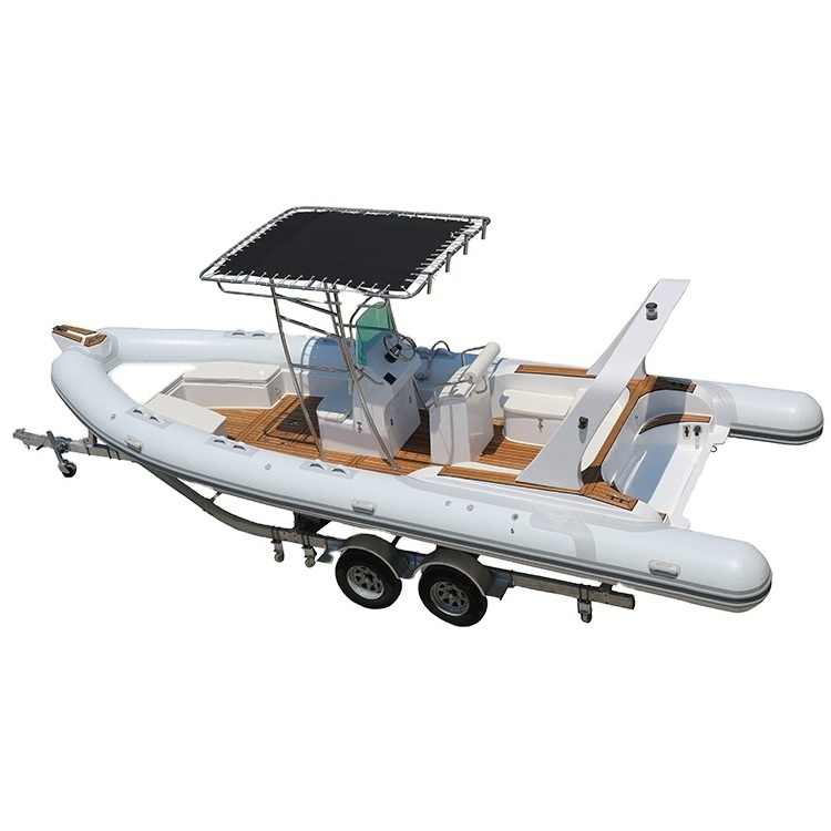 High Speed 760 cm China qingdao semi rigid PVC Hypalon inflatable pontoon boat for sale