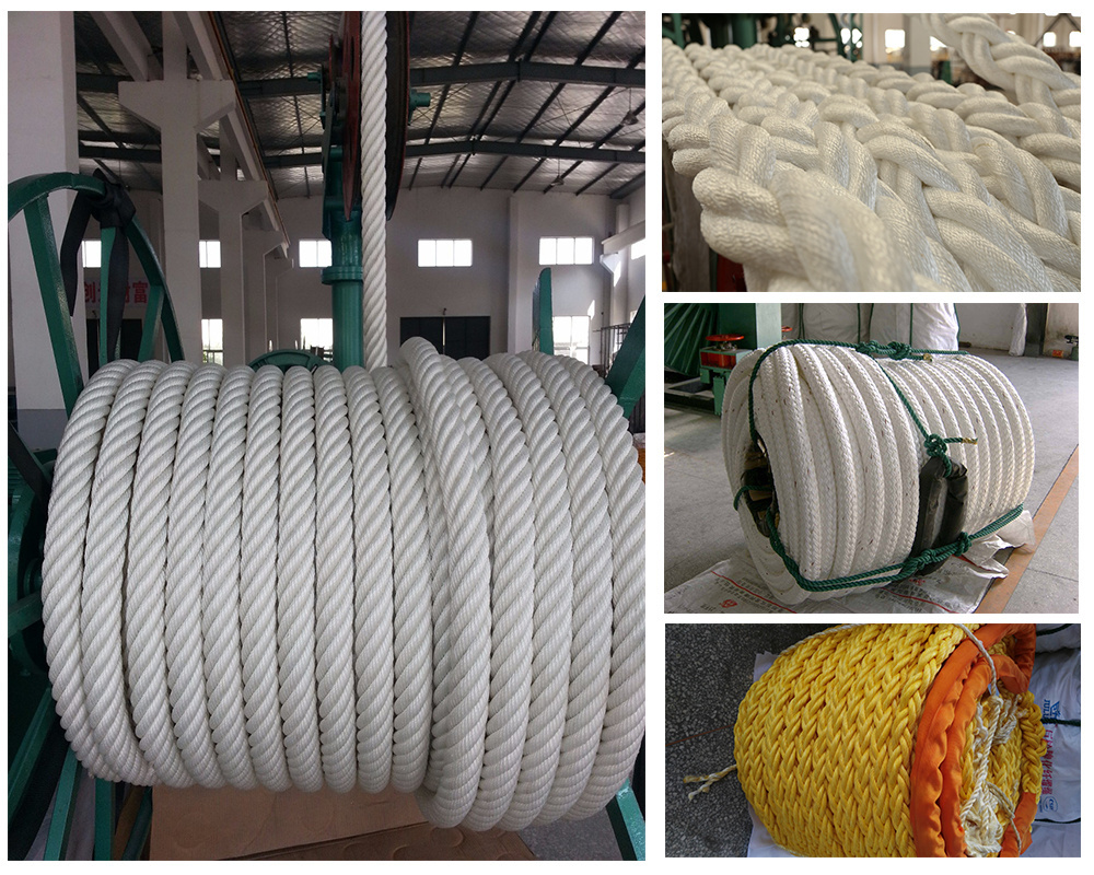 China hot sale large strength 12-strand braided used ships mooring ropes for marine