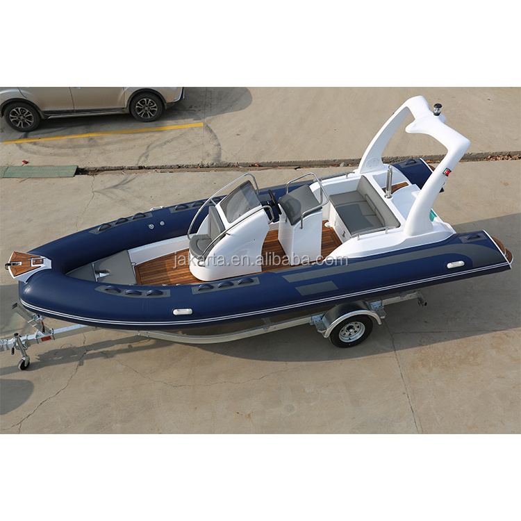 CE 580cm Fiberglass Rigid hull inflatable PVC Hypalon material pontoon fishing boat for sale