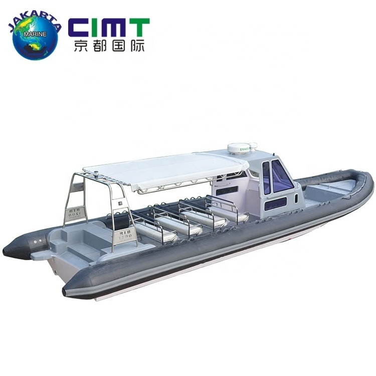 Customize different colors  aluminum PVC hypalon orca rubber dinghy inflatable boat 780 engine rib boat