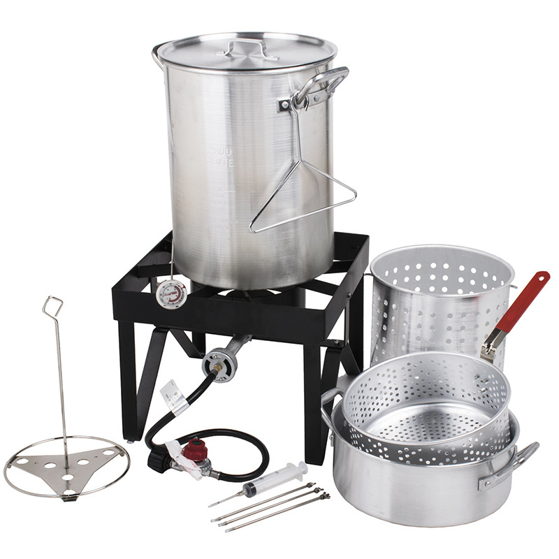 Classic 30QT Aluminum Turkey Fryer Portable Gas Pot With Cooker Propane Burner Turkey Fryer Set