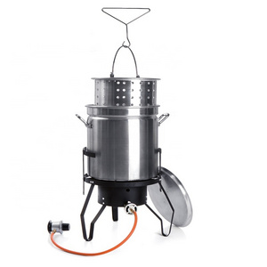 Outdoor Turkey Fryer Burner With 30QT Aluminum Stock Pot Perfect For Turkey Fryer And Crawfish Boiler