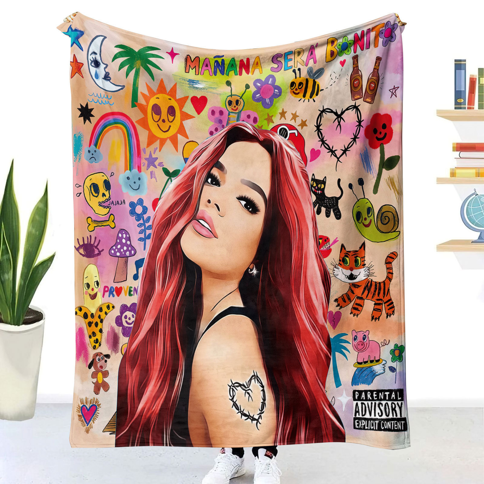 Top Sale Cartoon Printed Popular Singer Karol G Fans Throw Blankets Manana Sera Bonito Plush Blanket