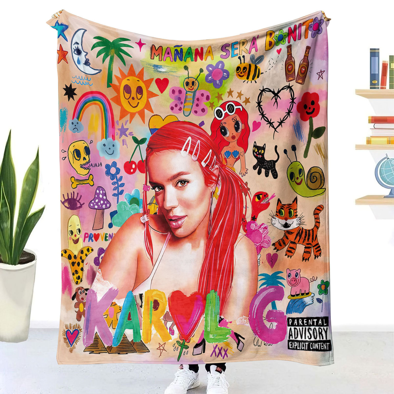 Top Sale Cartoon Printed Popular Singer Karol G Fans Throw Blankets Manana Sera Bonito Plush Blanket