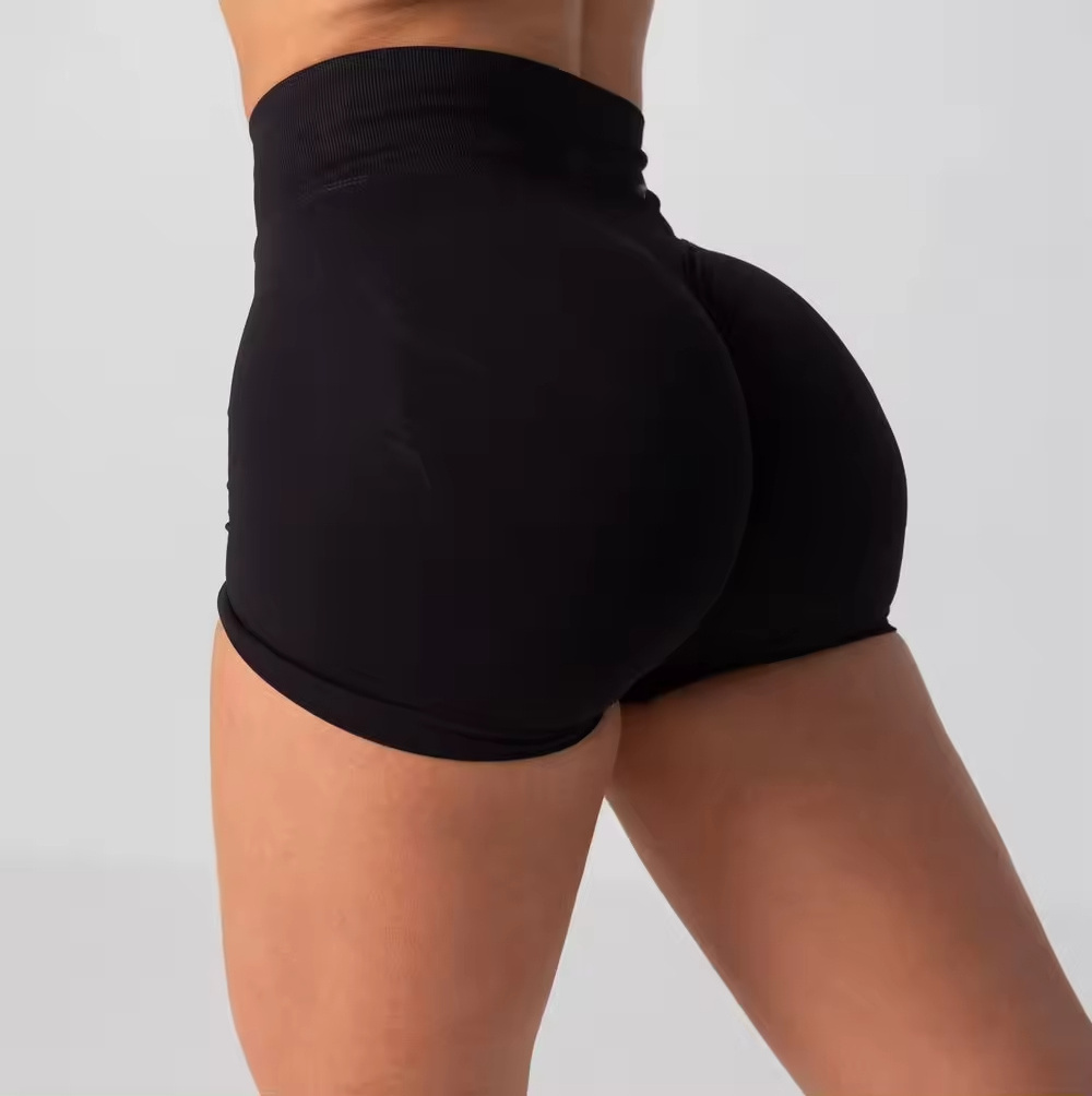 wholesale custom logo seamless women sports fitness shorts scrunch butt tummy control solid skin yoga shorts