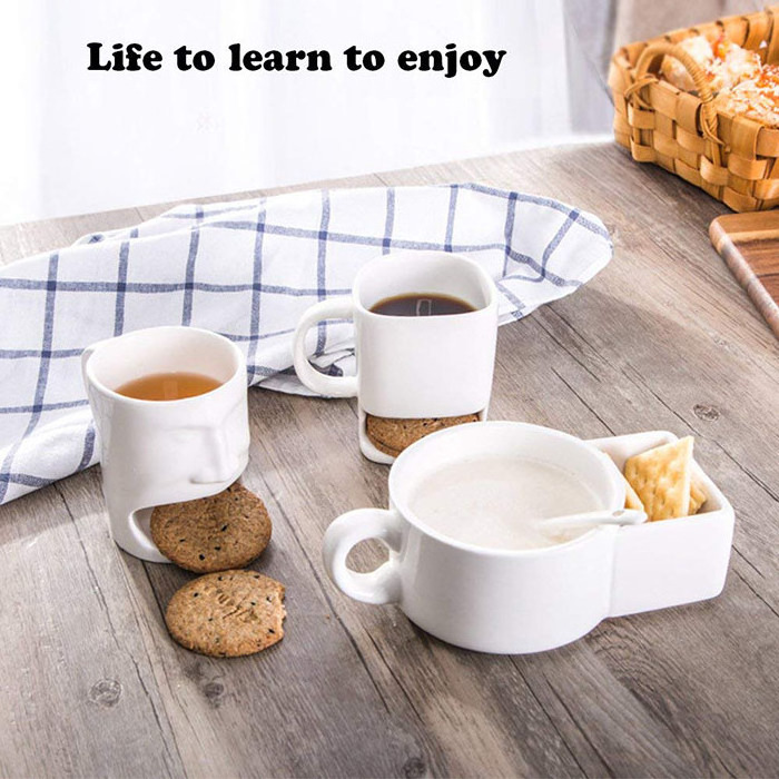 Factory Price Personalized 3D Biscuit Cup Ceramic Coffee Mug with Cookies Holder