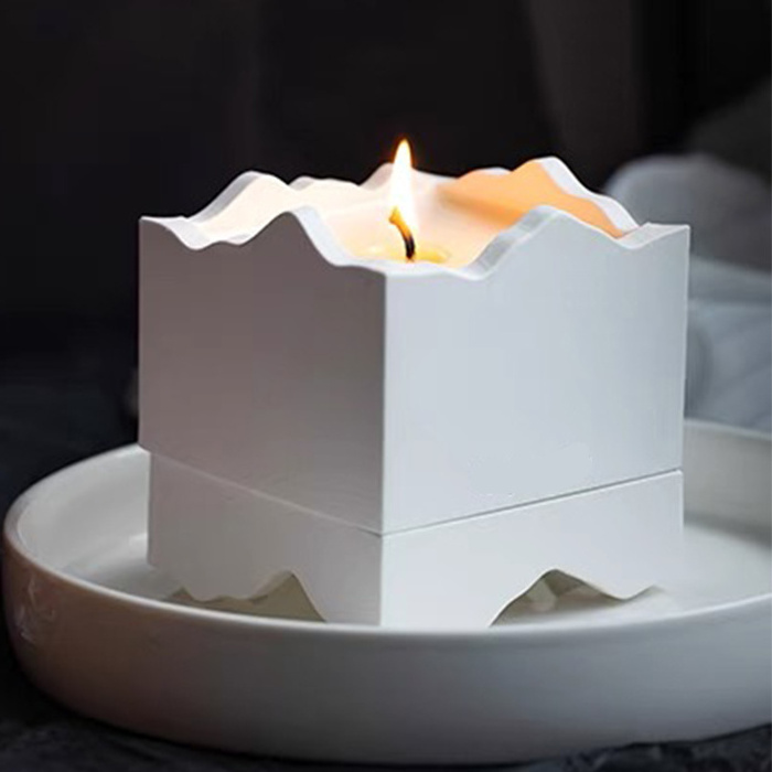 Nordic Home Decor Luxury Scented Candle Box Shape Candle Jars With Lid And Boxes Packaging