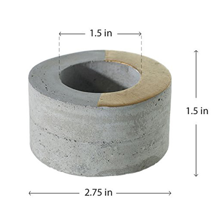 Gold and Cement Round Tea Light Holder Circular Concrete Candle Holders