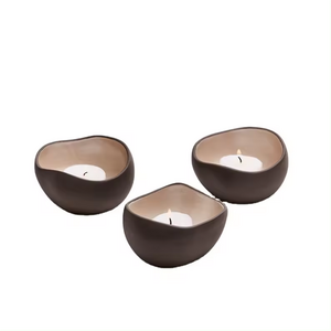 Modern Wholesale Candle Vessels Home Decoration Teacup Black Color Matte Ceramic Container Candle Holder