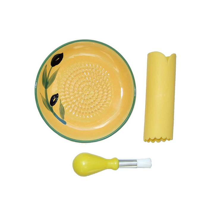 Kitchen Accessary Ceramic Garlic Grater Plate Gralic Grater Set