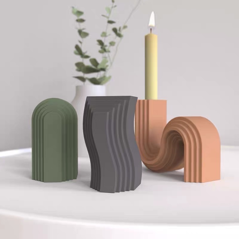 Irregular Shape Candle Stick Holder Nordic Cement Candle Holder for Home Decoration