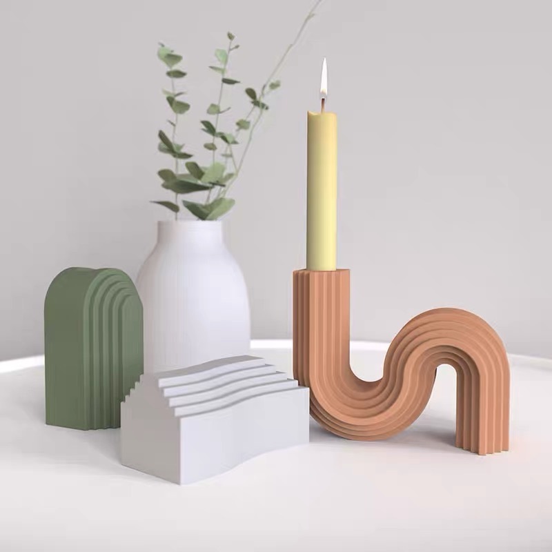 Irregular Shape Candle Stick Holder Nordic Cement Candle Holder for Home Decoration