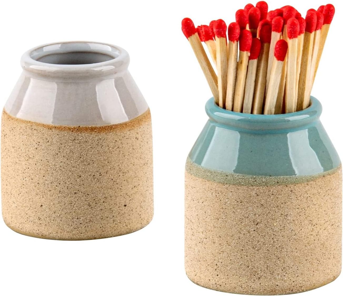 White Ceramic Match Holder Cute Home Decor Match Jar with Striker for Candle