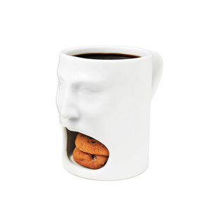 Factory Price Personalized 3D Biscuit Cup Ceramic Coffee Mug with Cookies Holder