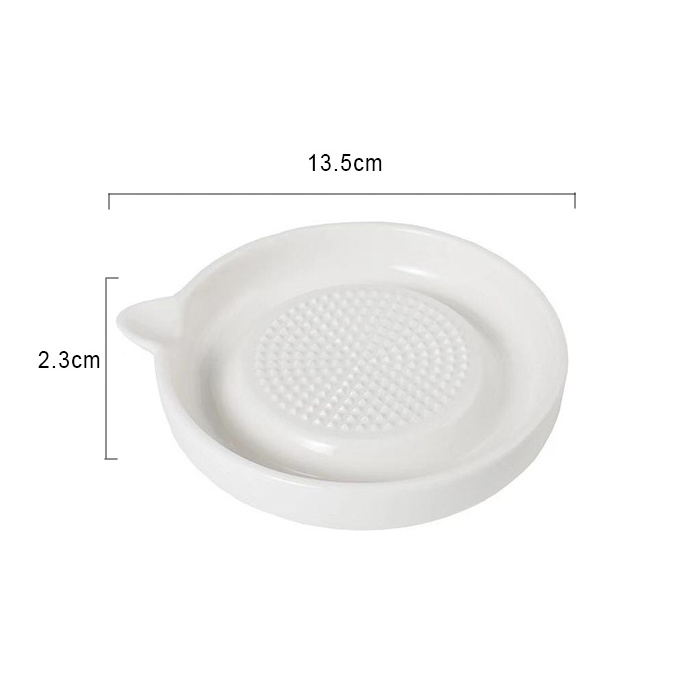 Modern White Round Ceramic Garlic Grater Plate for Kitchen Accessary