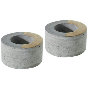 Gold and Cement Round Tea Light Holder Circular Concrete Candle Holders