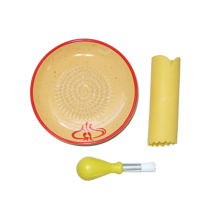 Kitchen Accessary Ceramic Garlic Grater Plate Gralic Grater Set