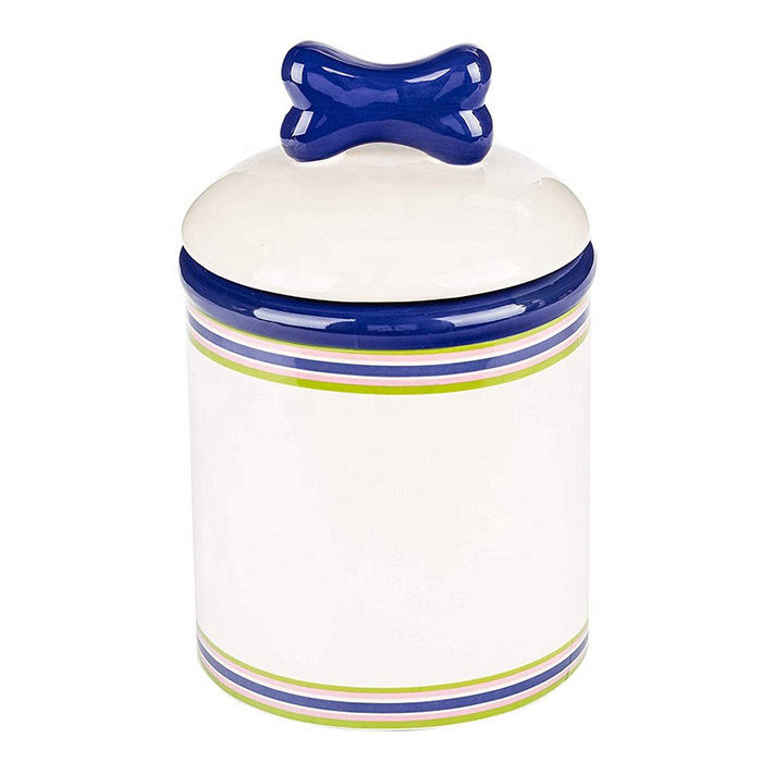 Wholesale Custom Pet Dog Cat Food Storage Ceramic Cookie Jar Treat Jar