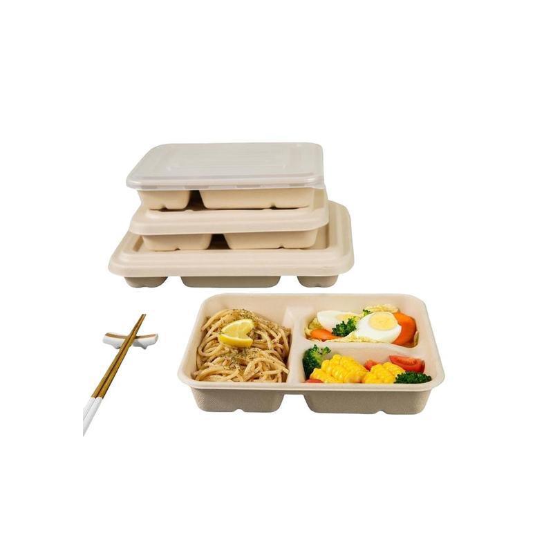 Disposable Paper Lunch Food Boxes Pack Fast Food Bagasse For Packing Square To Go Containers Delivery Lid Charcoal Packing Boxes