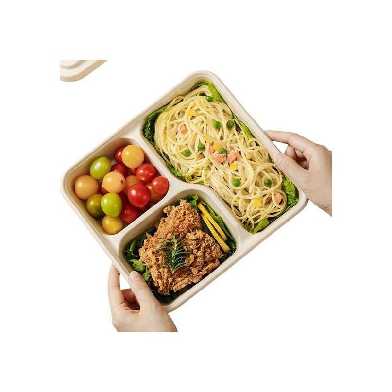 Disposable Paper Lunch Food Boxes Pack Fast Food Bagasse For Packing Square To Go Containers Delivery Lid Charcoal Packing Boxes