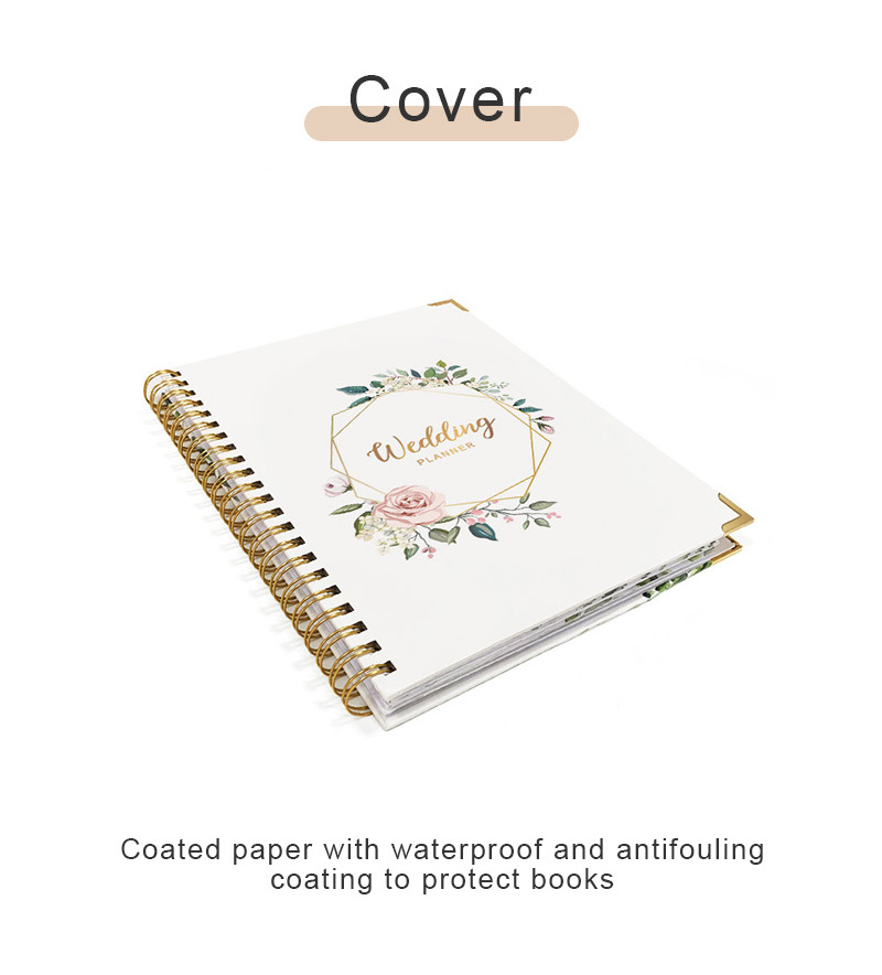 Cuadernos Catalogue Custom transfer printing rose gold foil spiral Organizer Hardcover journal diary Notebook wedding planner