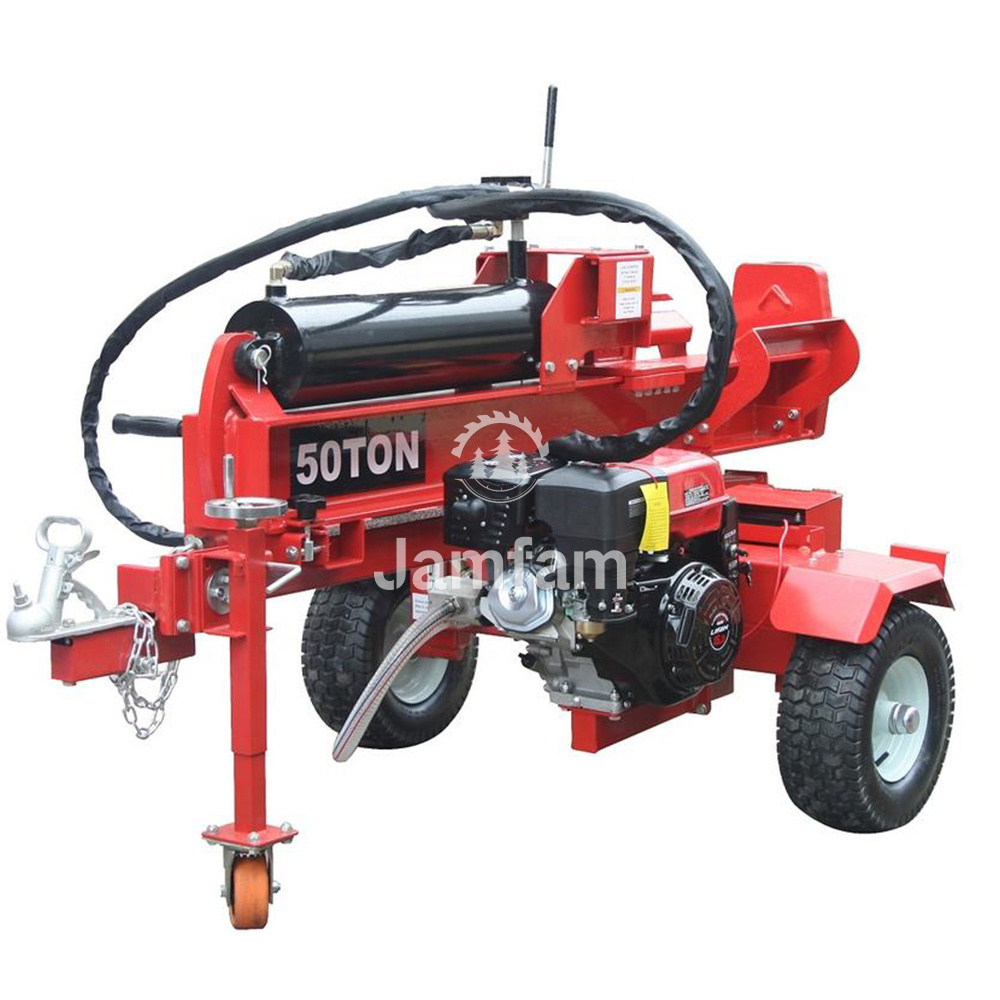 50T gasoline machine kinetic fire processor electric valve petrol hydraulic wood pneumatic log splitter with lifting arm