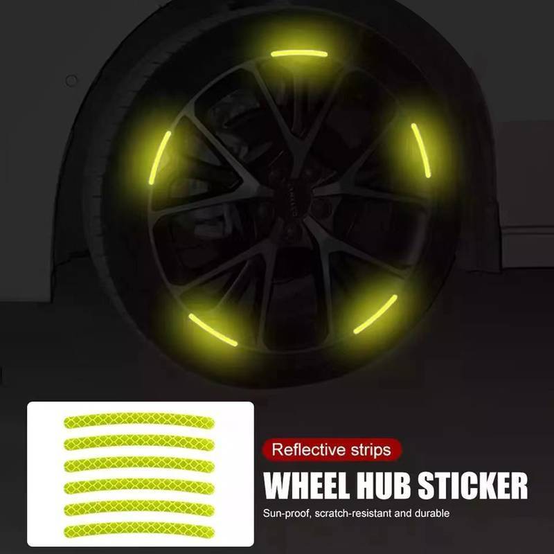 Car Wheel Hub Reflective Stickers Tire Rim Reflective Strips Luminous Stickers Decals for Car Motorcycles Bike