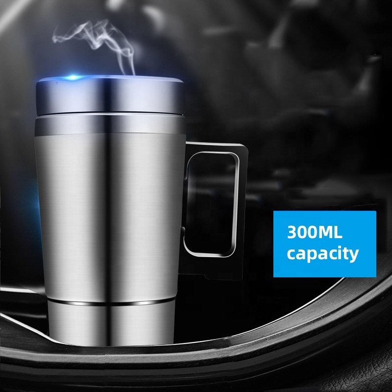 Car Travel Heating Cup Stainless Steel Electric Car Heating Vacuum Cup Auto Universal 12V/24V Insulation Water Cup Kettle