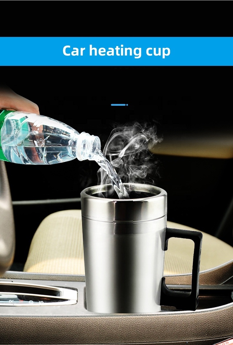 Car Travel Heating Cup Stainless Steel Electric Car Heating Vacuum Cup Auto Universal 12V/24V Insulation Water Cup Kettle