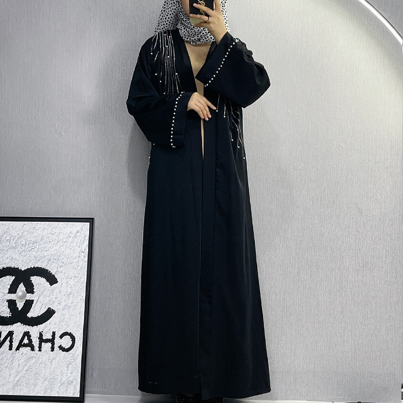 Open Abaya and Beads Abaya Formal and Occasion Wear Dress Embellished Stone Stylish Burka Muslim Rhinestone 2023 Dubai New Women