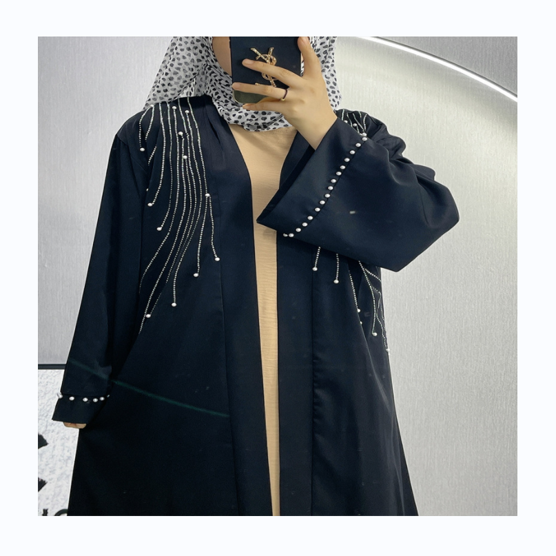 Open Abaya and Beads Abaya Formal and Occasion Wear Dress Embellished Stone Stylish Burka Muslim Rhinestone 2023 Dubai New Women