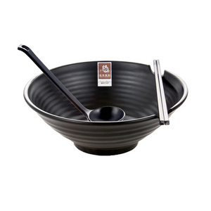 Wholesale custom 9 inch black large melamine Japanese ramen noodle bowl