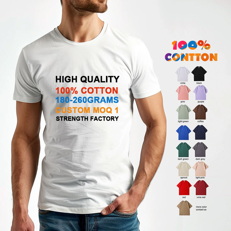 2024 Custom Logo T Shirts dropshipping round neck 100% cotton heavy weight t-shirt custom logo t shirt